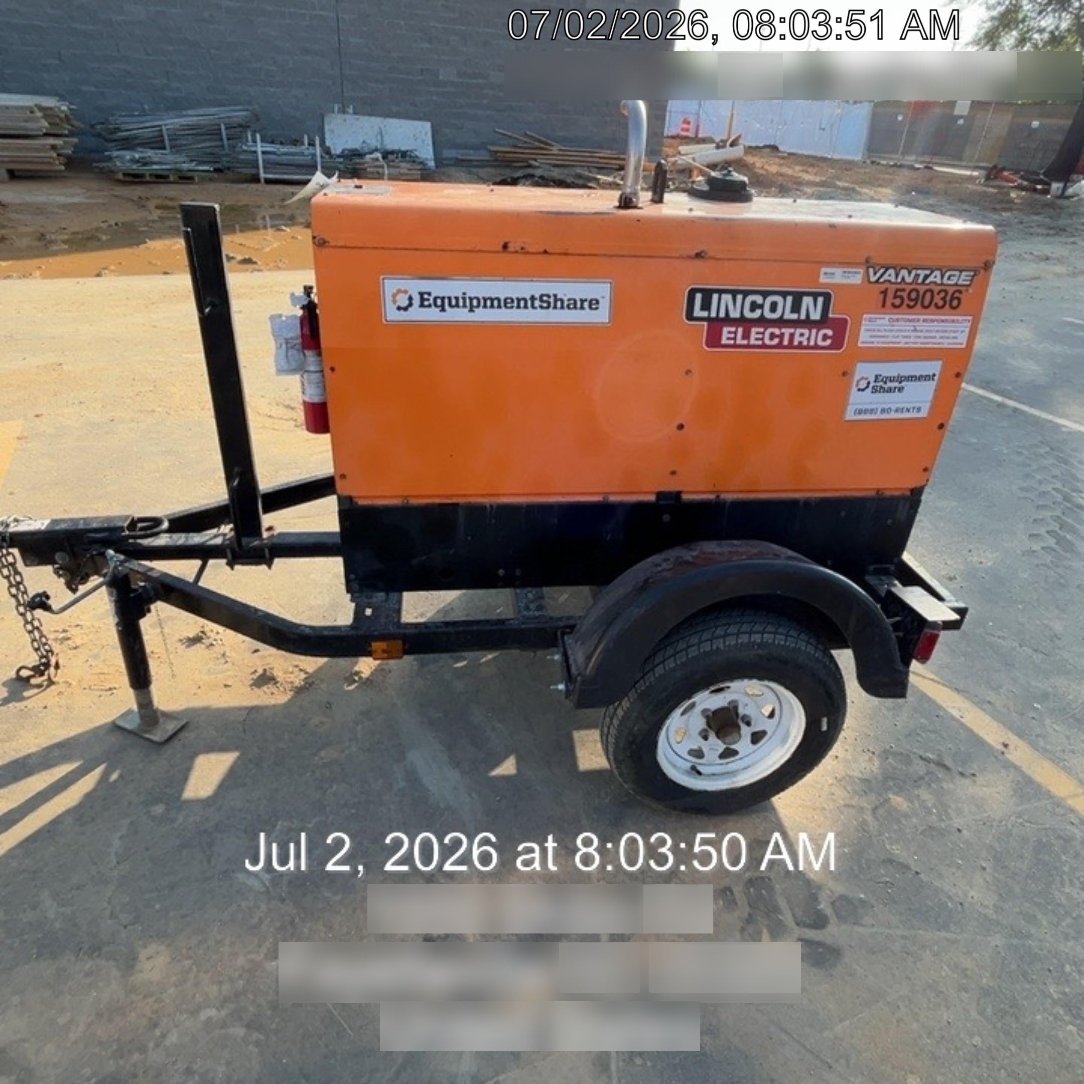 2021 Lincoln Electric Vantage 322 Vantage 322 Ready Pak 3 w/ Decals, ORANGE (includes trailer, cable rack, fender light kit) NO Telematics