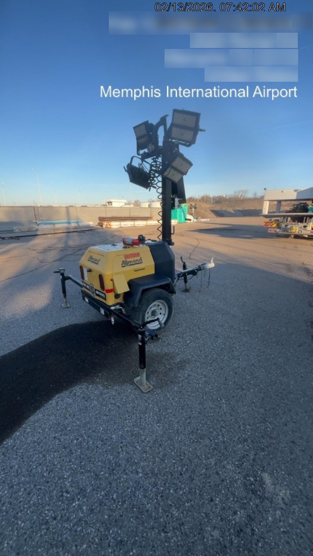 2022 Allmand NLV3GR (4) LED Light Fixture 350W, 23' Vertical Mast, 3kW Prime, Towable, ES Decals, T3
