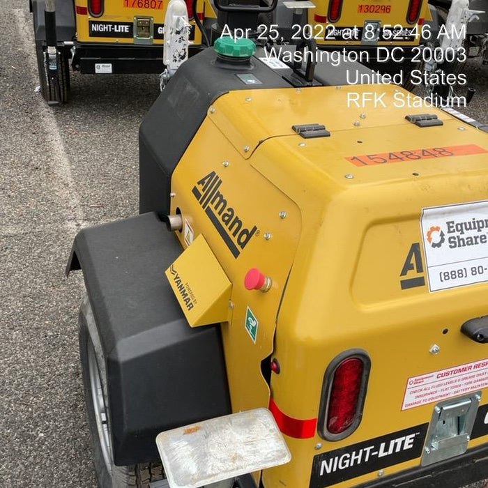 2021 Allmand NLV3GR (4) LED Light Fixture 350W, 23' Vertical Mast, 3kW Prime, Towable, Deep Sea L401, Leveling Jacks, Yanmar T4F 5.8hp