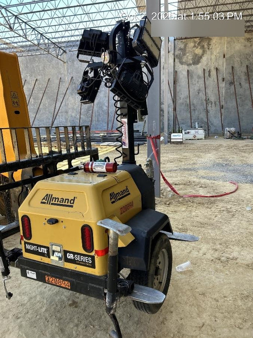 2022 Allmand NLV3GR (4) LED Light Fixture 350W, 23' Vertical Mast, 3kW Prime, Towable, Deep Sea L401, Leveling Jacks, Yanmar T4F 5.8hp