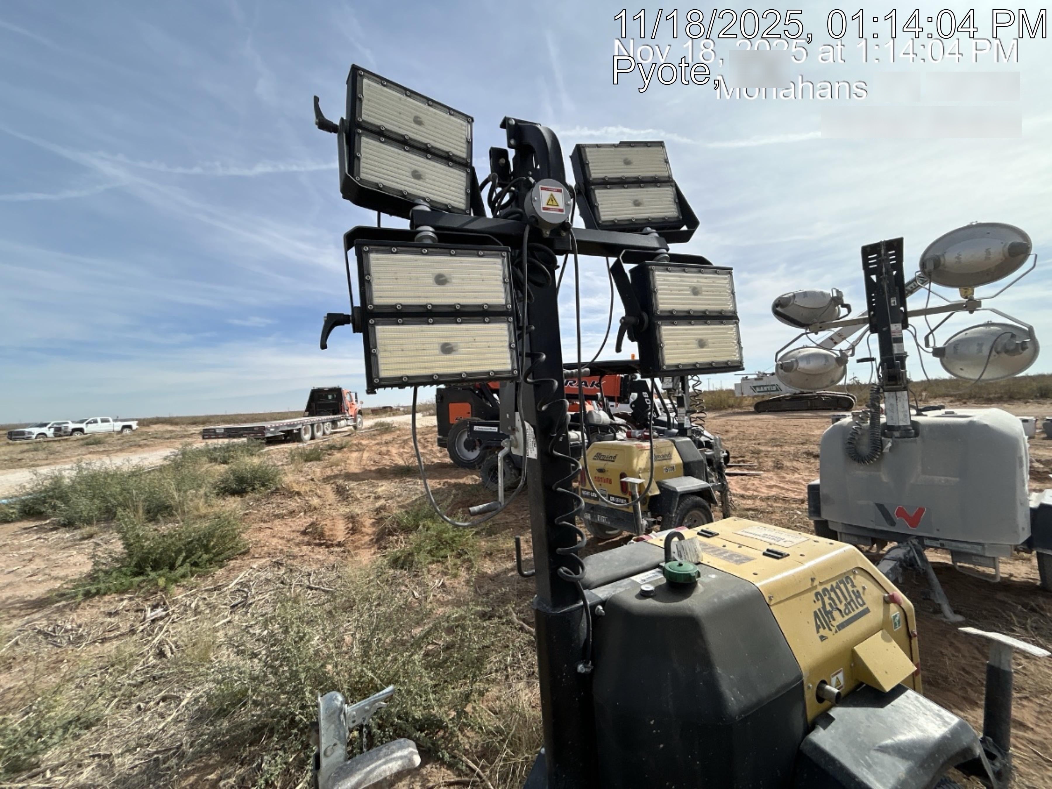 2022 Allmand NLV3GR (4) LED Light Fixture 350W, 23' Vertical Mast, 3kW Prime, Towable, Deep Sea L401, Leveling Jacks, Yanmar T4F 5.8hp