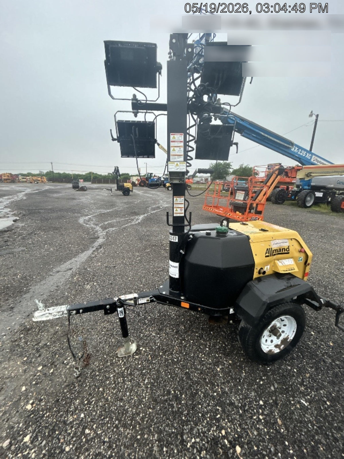 2021 Allmand NLV3GR (4) LED Light Fixture 350W, 23' Vertical Mast, 3kW Prime, Towable, Deep Sea L401, Leveling Jacks, Yanmar T4F 5.8hp