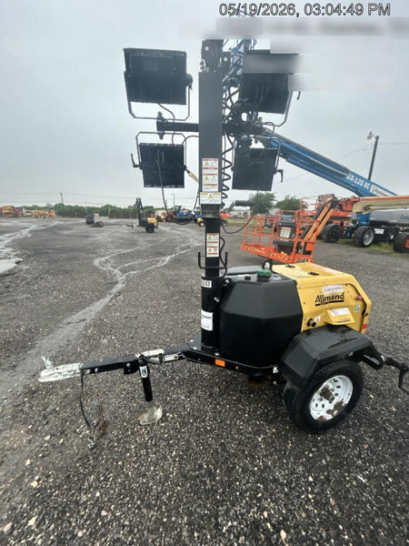 2021 Allmand NLV3GR (4) LED Light Fixture 350W, 23' Vertical Mast, 3kW Prime, Towable, Deep Sea L401, Leveling Jacks, Yanmar T4F 5.8hp