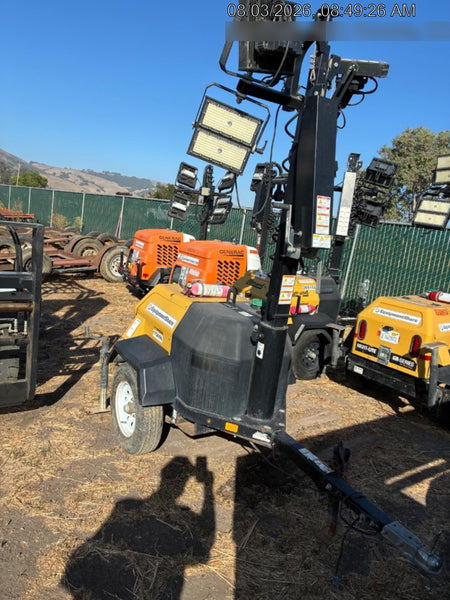 Allmand NLV3GR (4) LED Light Fixture 350W, 23' Vertical Mast, 3kW Prime, Towable, Deep Sea L401, Leveling Jacks, Yanmar T4F 5.8hp