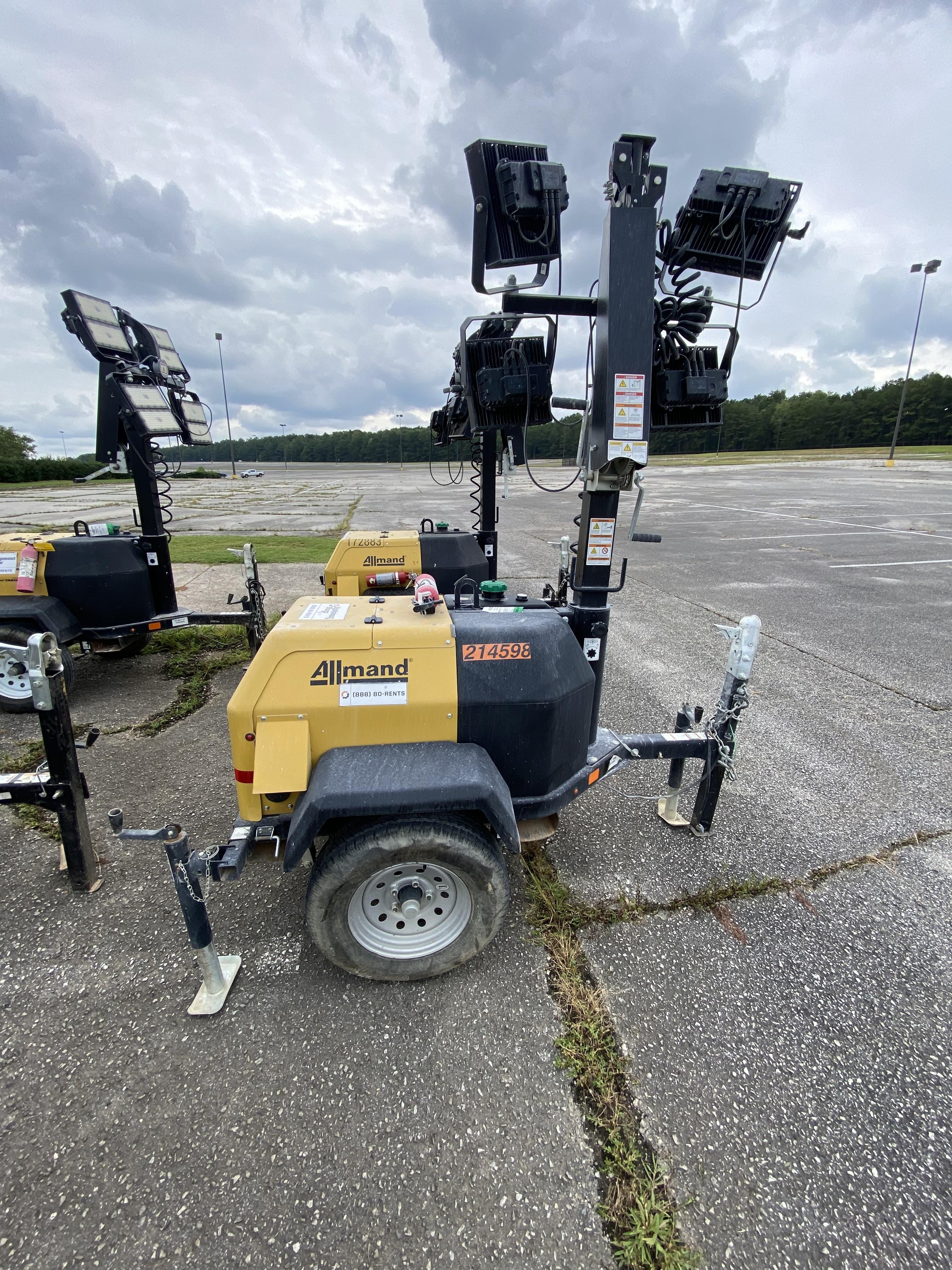 2022 Allmand NLV3GR (4) LED Light Fixture 350W, 23' Vertical Mast, 3kW Prime, Towable, Deep Sea L401, Leveling Jacks, Yanmar T4F 5.8hp
