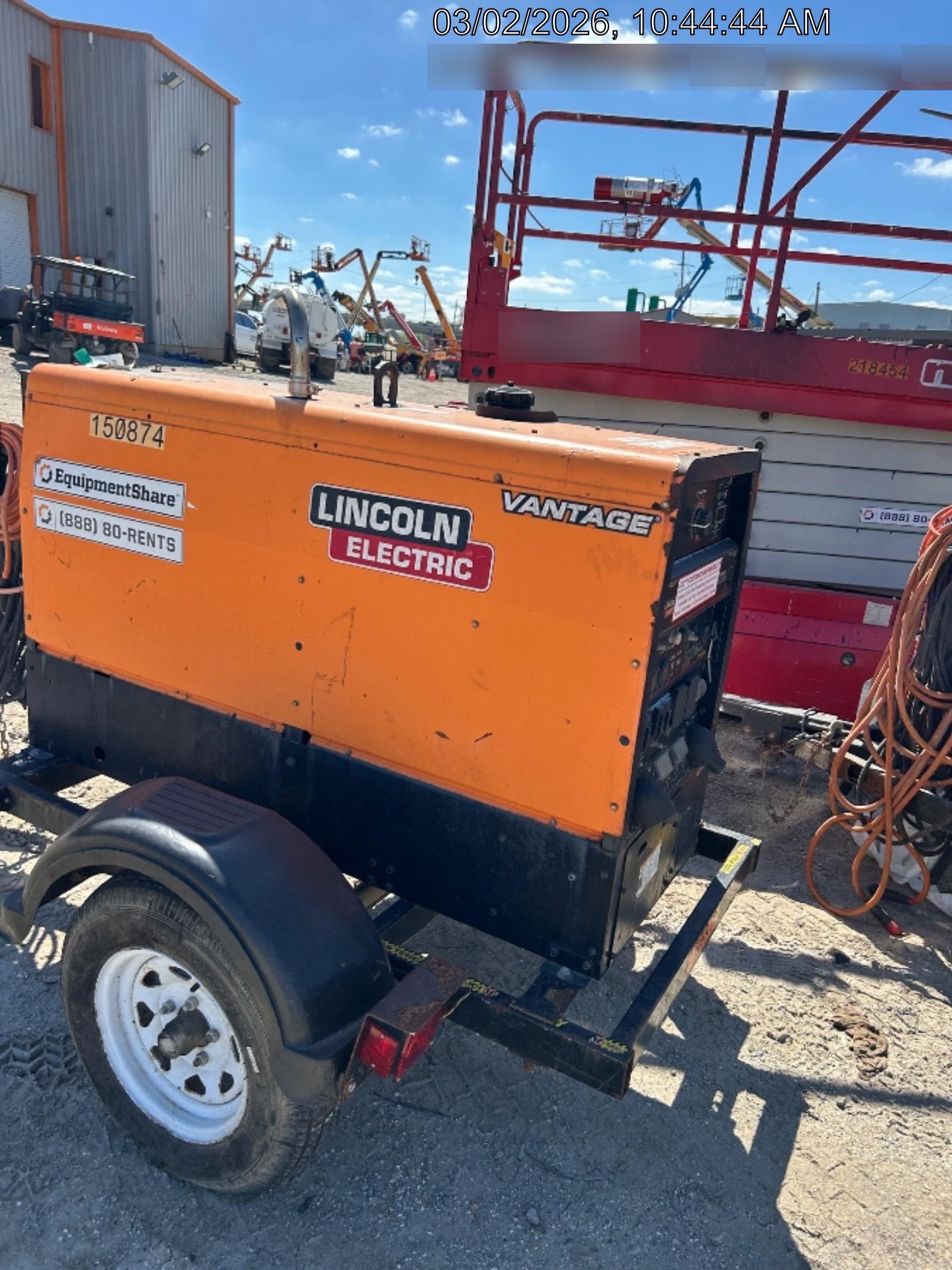 2021 Lincoln Electric Vantage 322 Vantage 322 Ready Pak 3 w/ Telematics & Decals, ORANGE (includes trailer, cable rack, fender light kit)