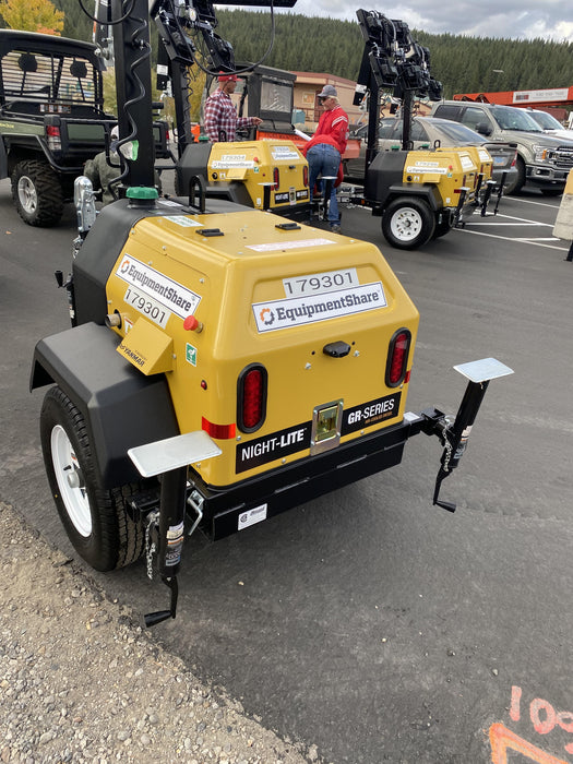 Allmand NLV3GR (4) LED Light Fixture 350W, 23' Vertical Mast, 3kW Prime, Towable, Deep Sea L401, Leveling Jacks, Yanmar T4F 5.8hp