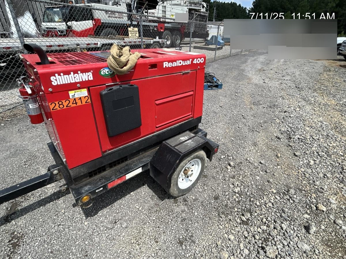 2022 Shindaiwa DGW400MDL Kubota D902 Engine, 23 HP, Dual Op Welder, Wire, Arc, Droop Stick, Tig, and CC Stick Functionality, Simulphase, 3 Phase and 1 Phase Gen Output, Single Axle NB Trlr, Slr Trckl Chrg 12V 12W, Fire Ext