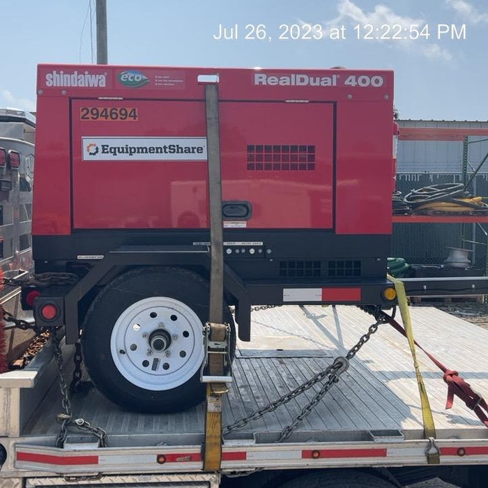 2023 Shindaiwa DGW400MDL Kubota D902 Engine, 23 HP, Dual Op Welder, Wire, Arc, Droop Stick, Tig, and CC Stick Functionality, Simulphase, 3 Phase and 1 Phase Gen Output, Single Axle NB Trlr, Slr Trckl Chrg 12V 12W, Fire Ext