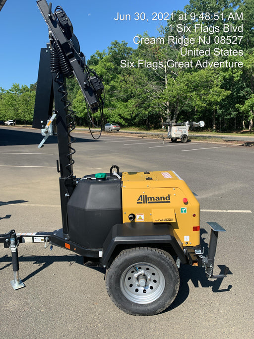 2021 Allmand NLV3GR (4) LED Light Fixture 350W, 23' Vertical Mast, 3kW Prime, Towable, Deep Sea L401, Leveling Jacks, Yanmar T4F 5.8hp