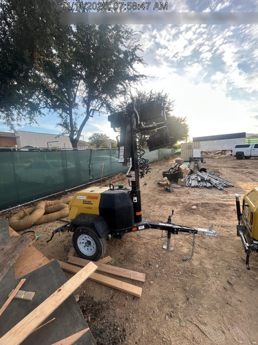 2021 Allmand NLV3GR (4) LED Light Fixture 350W, 23' Vertical Mast, 3kW Prime, Towable, Deep Sea L401, Leveling Jacks, Yanmar T4F 5.8hp