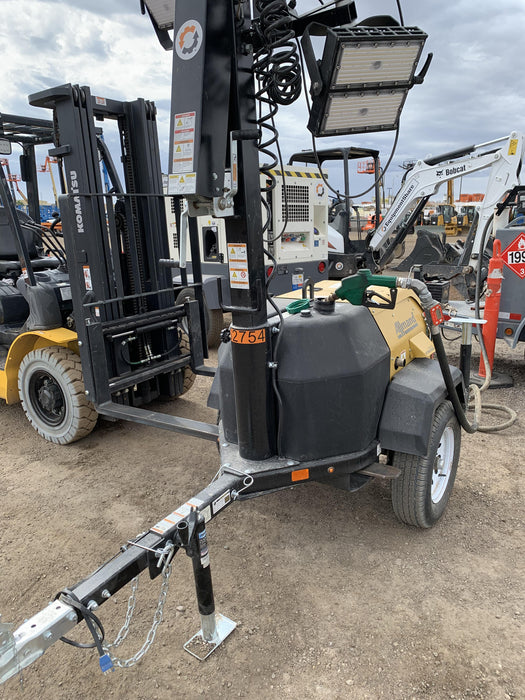 2021 Allmand NLV3GR (4) LED Light Fixture 350W, 23' Vertical Mast, 3kW Prime, Towable, Deep Sea L401, Leveling Jacks, Yanmar T4F 5.8hp