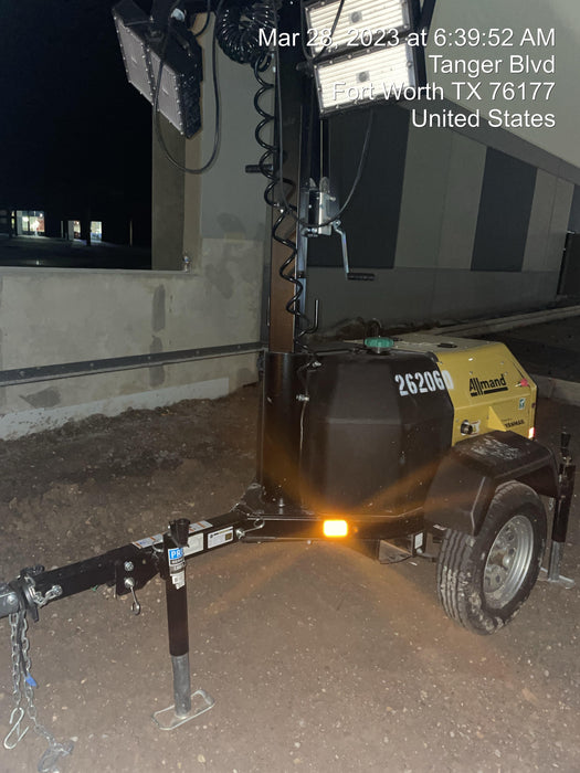 2022 Allmand NLV3GR (4) LED Light Fixture 350W, 23' Vertical Mast, 3kW Prime, Towable, ES Decals, T3
