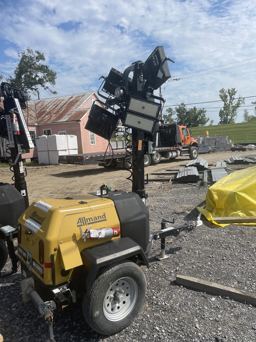 2022 Allmand NLV3GR (4) LED Light Fixture 350W, 23' Vertical Mast, 3kW Prime, Towable, Deep Sea L401, Leveling Jacks, Yanmar T4F 5.8hp