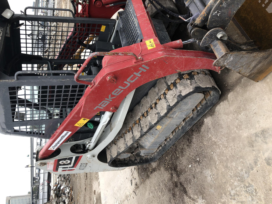 2019 Takeuchi TL8 Canopy, 15" Wide Rubber Tracks, Back-up Alarm, Front & Rear Working Lights, Auxiliary Hydraulics, Two-Speed Travel, Electronic Monitoring System 76" HD Smooth Dirt Bucket with Bolt-On Edge, 20.3 cubic feet Capacity