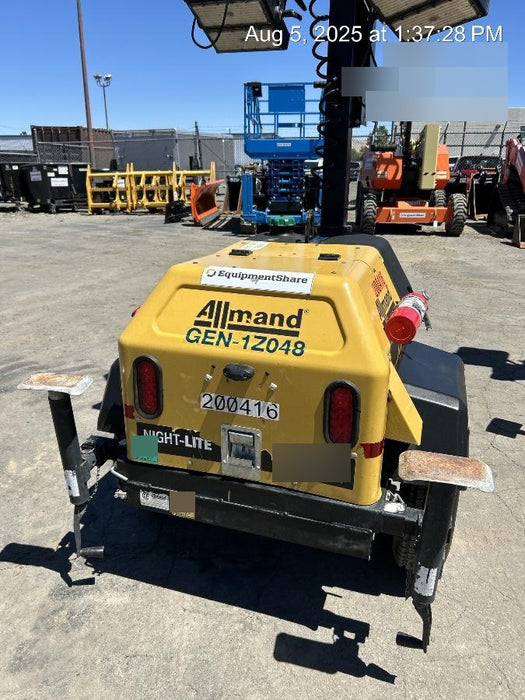 2022 Allmand NLV3GR (4) LED Light Fixture 350W, 23' Vertical Mast, 3kW Prime, Towable, Deep Sea L401, Leveling Jacks, Yanmar T4F 5.8hp