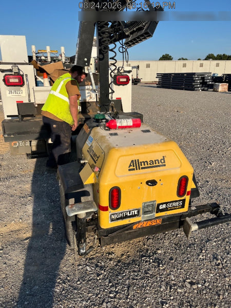 2022 Allmand NLV3GR (4) LED Light Fixture 350W, 23' Vertical Mast, 3kW Prime, Towable, Deep Sea L401, Leveling Jacks, Yanmar T4F 5.8hp