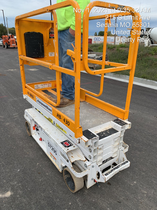 Custom Equipment HB-1430 Hy-Brid Scissor Lift
Platform capacity up to 670 lbs
Working height up to 20 ft
Weighs under 1,700 lbs
Non-marking wheels