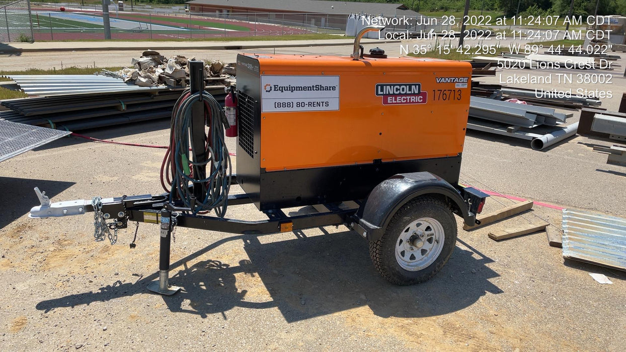 2021 Lincoln Electric Vantage 322 Vantage 322 Ready Pak 3 w/ Decals, ORANGE (includes trailer, cable rack, fender light kit) NO Telematics