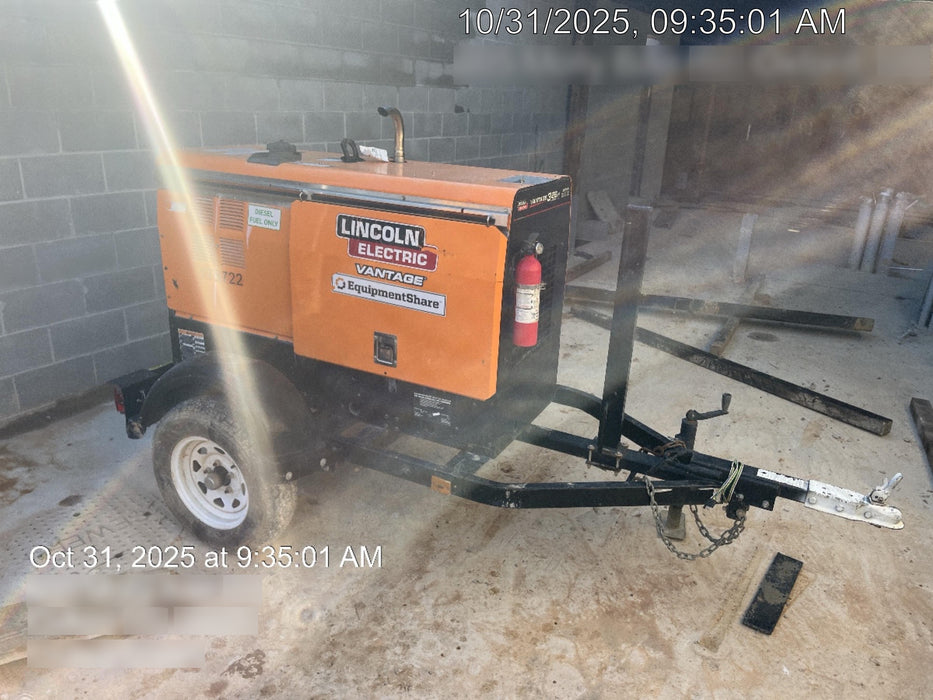 2021 Lincoln Electric Vantage 322 Vantage 322 Ready Pak 3 w/ Decals, ORANGE (includes trailer, cable rack, fender light kit) NO Telematics