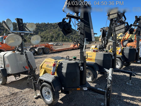 2021 Allmand NLV3GR (4) LED Light Fixture 350W, 23' Vertical Mast, 3kW Prime, Towable, Deep Sea L401, Leveling Jacks, Yanmar T4F 5.8hp