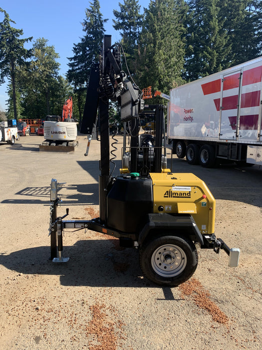 2022 Allmand NLV3GR (4) LED Light Fixture 350W, 23' Vertical Mast, 3kW Prime, Towable, Deep Sea L401, Leveling Jacks, Yanmar T4F 5.8hp