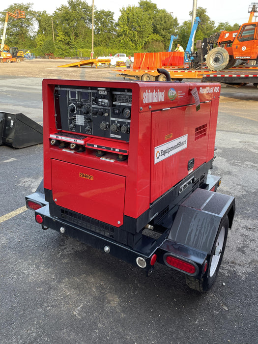 2023 Shindaiwa DGW400MDL Kubota D902 Engine, 23 HP, Dual Op Welder, Wire, Arc, Droop Stick, Tig, and CC Stick Functionality, Simulphase, 3 Phase and 1 Phase Gen Output, Single Axle NB Trlr, Slr Trckl Chrg 12V 12W, Fire Ext