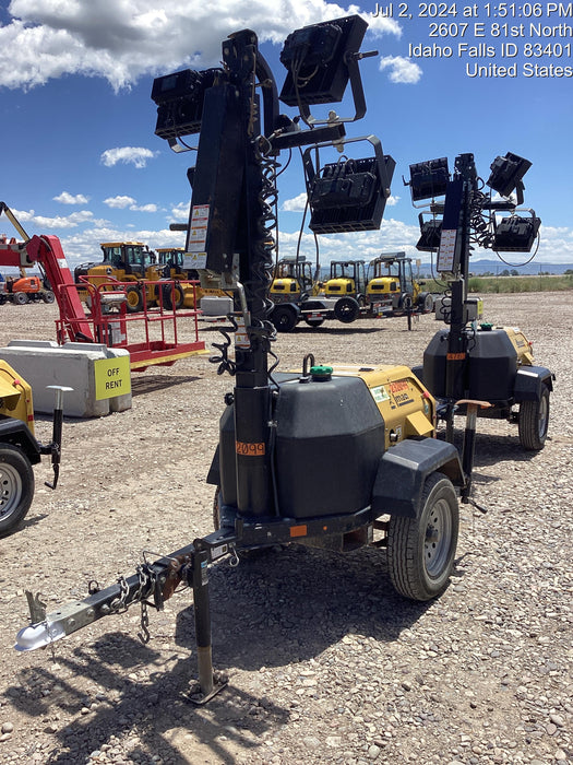 2022 Allmand NLV3GR (4) LED Light Fixture 350W, 23' Vertical Mast, 3kW Prime, Towable, Deep Sea L401, Leveling Jacks, Yanmar T4F 5.8hp