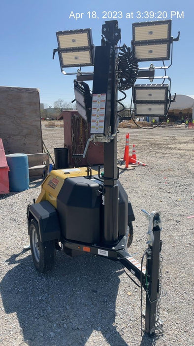 2022 Allmand NLV3GR (4) LED Light Fixture 350W, 23' Vertical Mast, 3kW Prime, Towable, ES Decals, T3