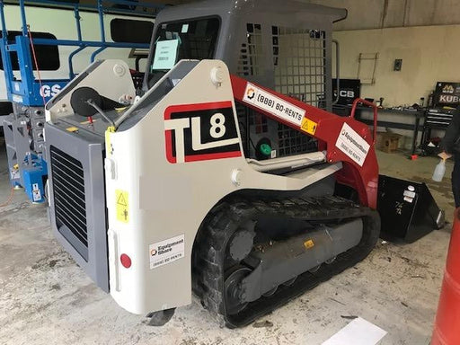 2019 Takeuchi TL8W Canopy, 15" Wide Rubber Tracks, Back-up Alarm, Front & Rear Working Lights, Auxiliary Hydraulics, Two-Speed Travel, Electronic Monitoring System w/76" HD Dirt Bucket with 8 Teeth, 20.3 cubic feet Capacity