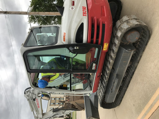 2019 Takeuchi TB290 Cab, AC, Rubber Tracks, Dozer Blade, Travel Alarm, Control Pattern Change Valve, Auxiliary Hydraulics w/18" Quick Coupler Bucket with teeth, 6.2 cu. ft. capacity/24" Quick Coupler Bucket with teeth, 8.6 cu. ft. capacity/36" Quick Coupler Bucket with teeth, 13.4 cu. ft. capacity, Quick Coupler, Hydraulic Thumb Installed