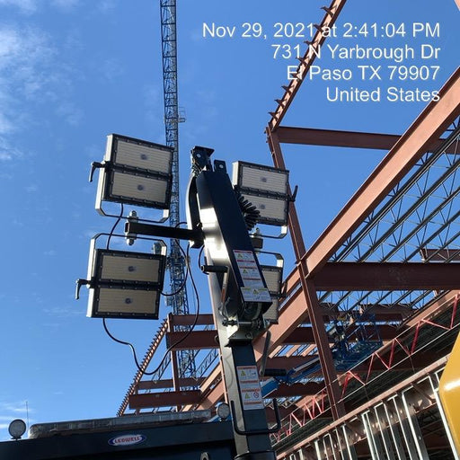 Allmand NLV3GR (4) LED Light Fixture 350W, 23' Vertical Mast, 3kW Prime, Towable, Deep Sea L401, Leveling Jacks, Yanmar T4F 5.8hp