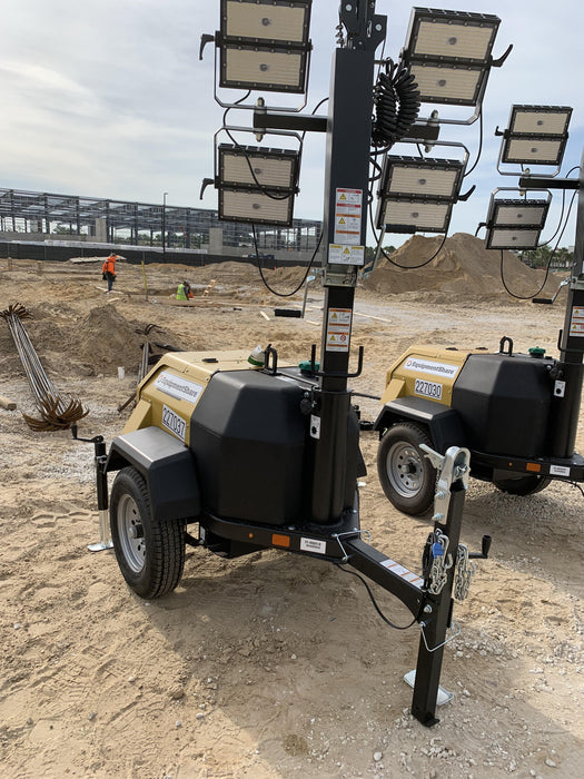 2022 Allmand NLV3GR (4) LED Light Fixture 350W, 23' Vertical Mast, 3kW Prime, Towable, Deep Sea L401, Leveling Jacks, Yanmar T4F 5.8hp