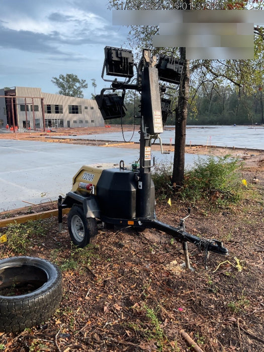 2022 Allmand NLV3GR (4) LED Light Fixture 350W, 23' Vertical Mast, 3kW Prime, Towable, Deep Sea L401, Leveling Jacks, Yanmar T4F 5.8hp