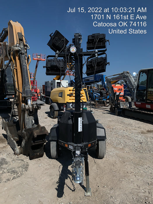 2022 Allmand NLV3GR (4) LED Light Fixture 350W, 23' Vertical Mast, 3kW Prime, Towable, Deep Sea L401, Leveling Jacks, Yanmar T4F 5.8hp