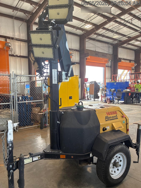 2021 Allmand NLV3GR (4) LED Light Fixture 350W, 23' Vertical Mast, 3kW Prime, Towable, Deep Sea L401, Leveling Jacks, Yanmar T4F 5.8hp