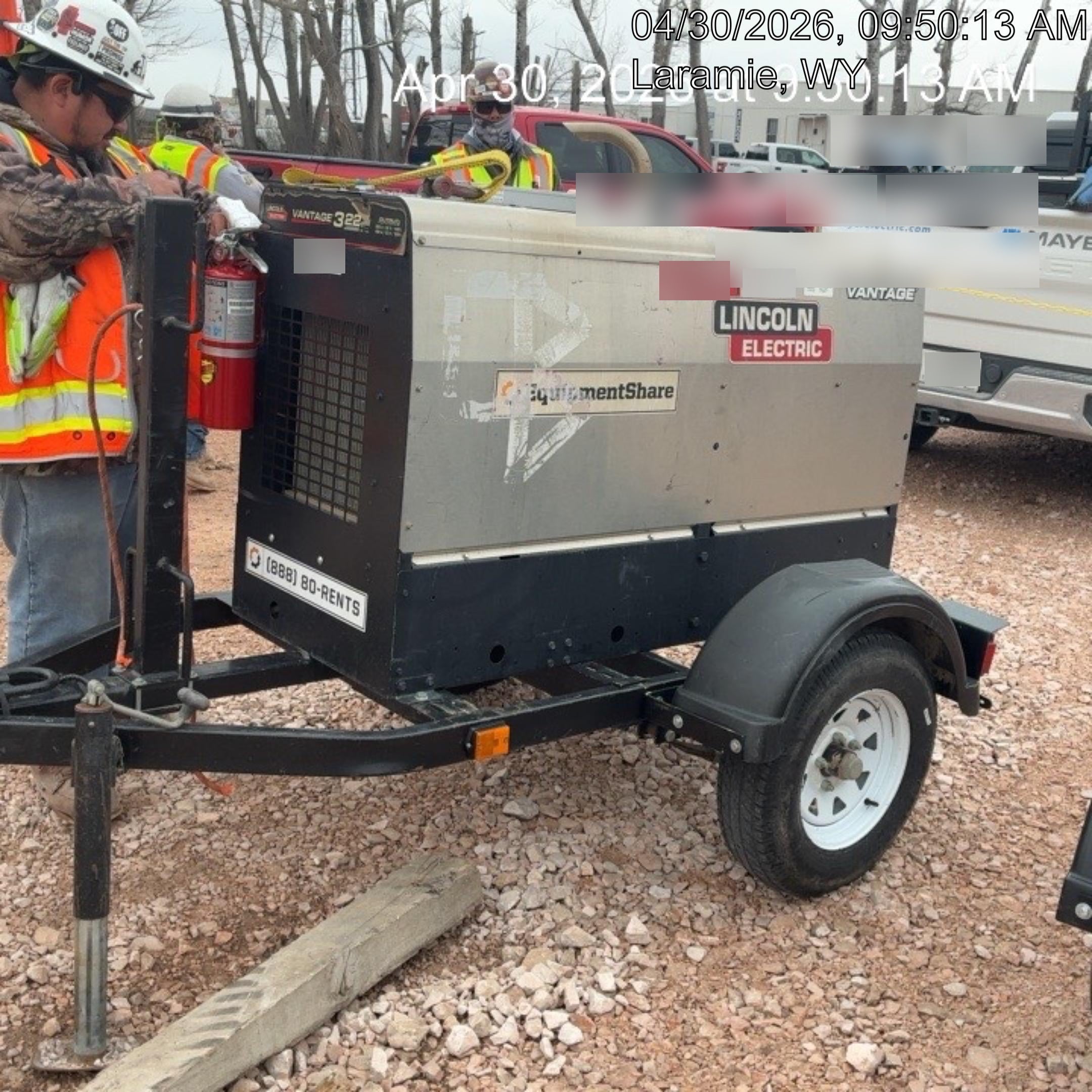 2019 Lincoln Electric Vantage 322 Welder Ready-Pak 3, Two wheel trailer, Fender and Light kit, Cable Rack
