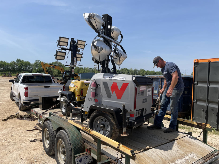 2022 Allmand NLV3GR (4) LED Light Fixture 350W, 23' Vertical Mast, 3kW Prime, Towable, Deep Sea L401, Leveling Jacks, Yanmar T4F 5.8hp