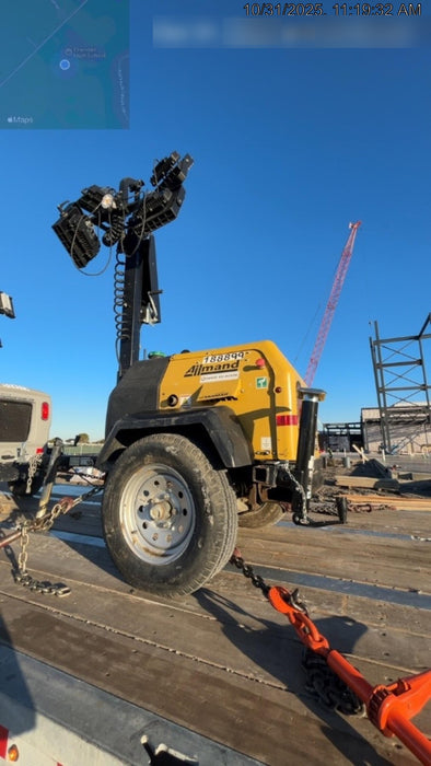 Allmand NLV3GR (4) LED Light Fixture 350W, 23' Vertical Mast, 3kW Prime, Towable, Deep Sea L401, Leveling Jacks, Yanmar T4F 5.8hp