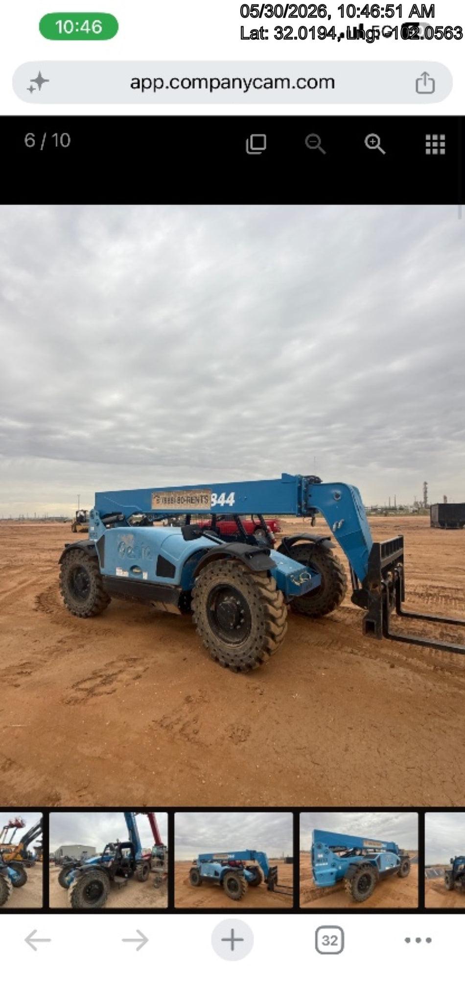 2018 Genie GTH-844 Genie GTH-844 w/Open ROPS, Solid Tires, beacon/work lights, 60" carriage/forks