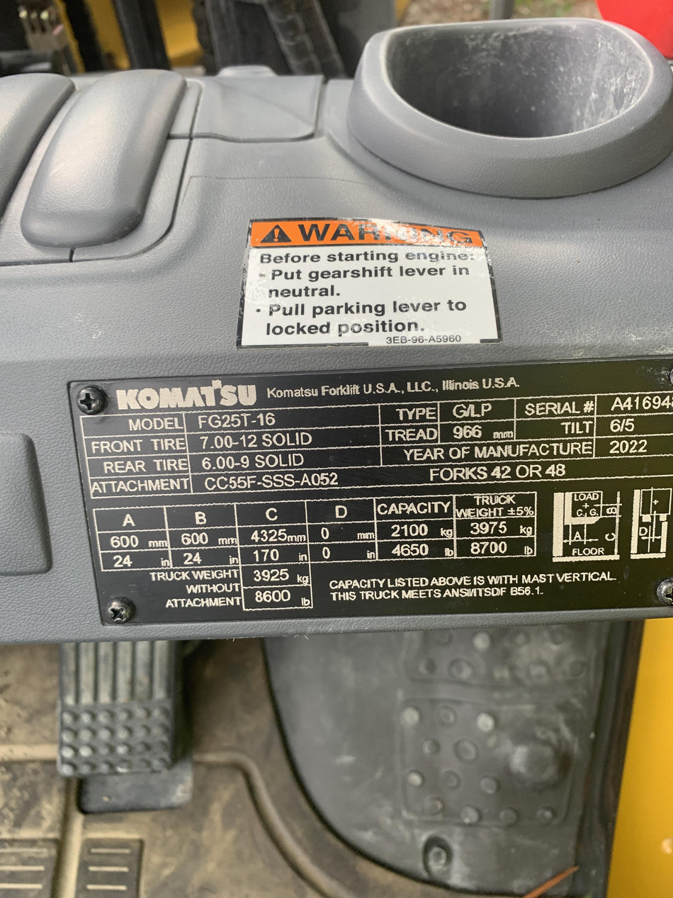 2022 KOMATSU FG25T-16