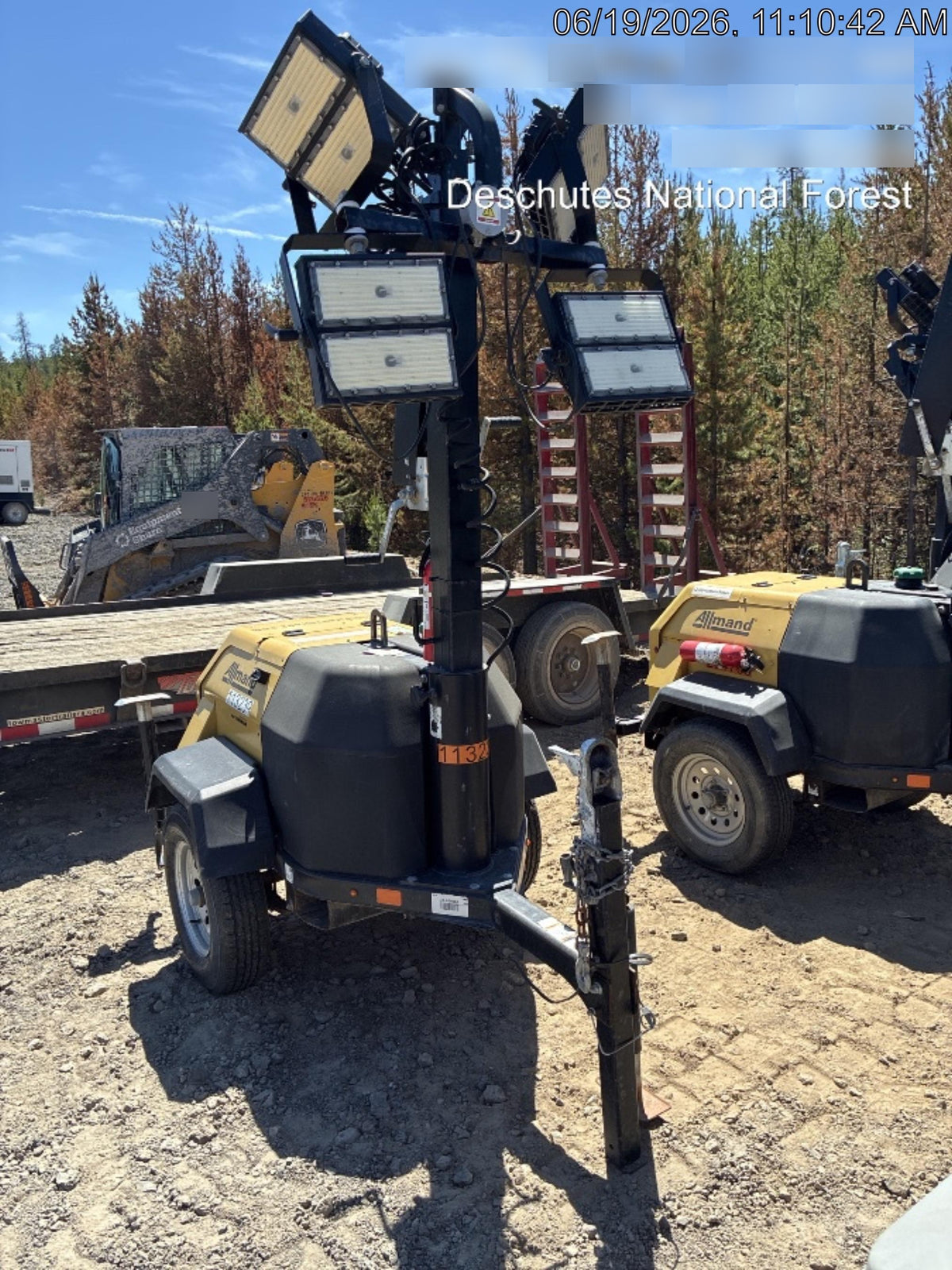2020 Allmand NLV3GR (4) LED Light Fixture 350W, 23' Vertical Mast, 3kW Prime, Towable, Deep Sea L401, Leveling Jacks, Yanmar T4F 5.8hp