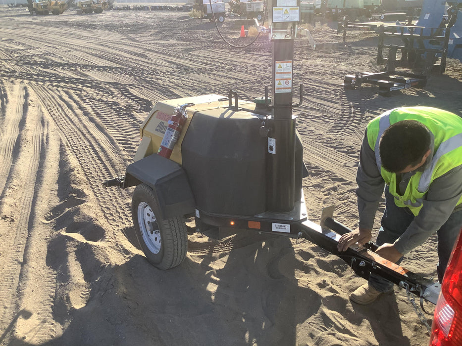 2021 Allmand NLV3GR (4) LED Light Fixture 350W, 23' Vertical Mast, 3kW Prime, Towable, Deep Sea L401, Leveling Jacks, Yanmar T4F 5.8hp