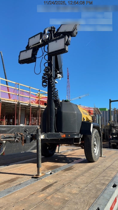 2021 Allmand NLV3GR (4) LED Light Fixture 350W, 23' Vertical Mast, 3kW Prime, Towable, Deep Sea L401, Leveling Jacks, Yanmar T4F 5.8hp