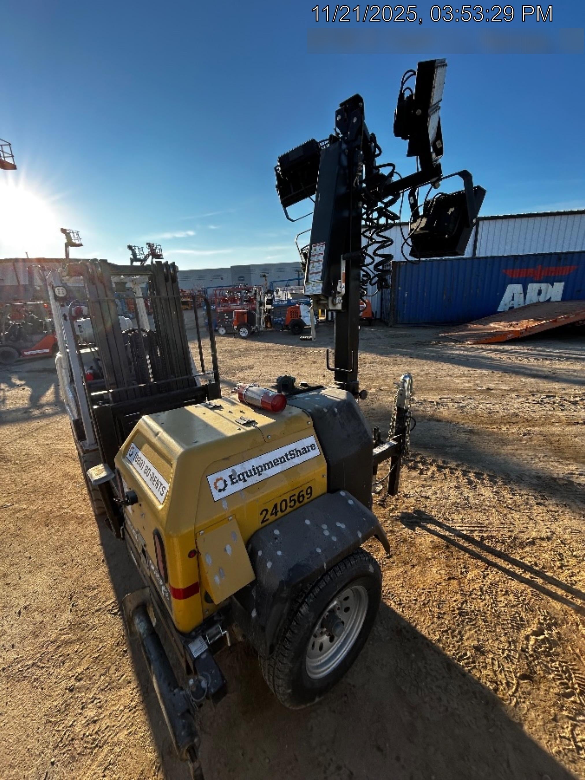 2022 Allmand NLV3GR (4) LED Light Fixture 350W, 23' Vertical Mast, 3kW Prime, Towable, Deep Sea L401, Leveling Jacks, Yanmar T4F 5.8hp