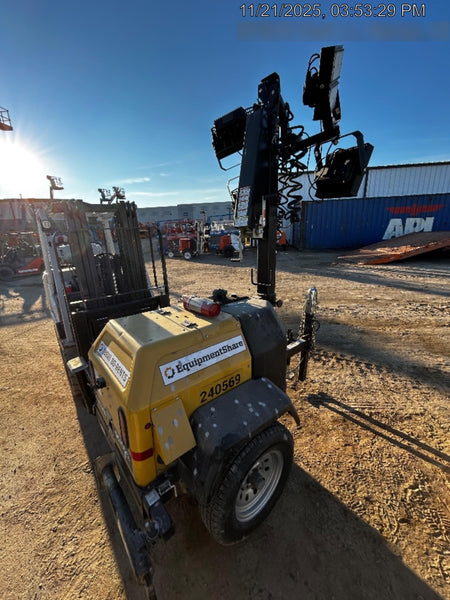 2022 Allmand NLV3GR (4) LED Light Fixture 350W, 23' Vertical Mast, 3kW Prime, Towable, Deep Sea L401, Leveling Jacks, Yanmar T4F 5.8hp