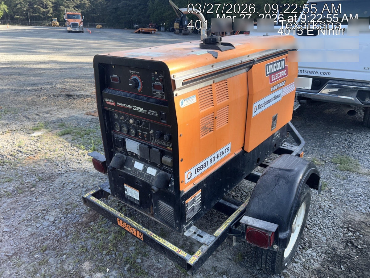 2021 Lincoln Electric Vantage 322 Vantage 322 Ready Pak 3 w/ Decals, ORANGE (includes trailer, cable rack, fender light kit) NO Telematics