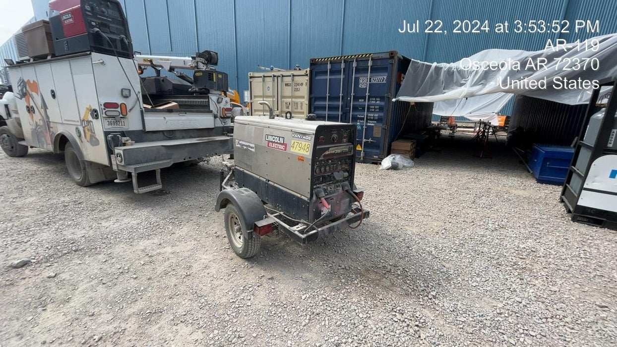 2019 Lincoln Electric Vantage 322 Ready-Pak 3, Two Wheel Trailer, Fender and Light Kit, Cable Rack