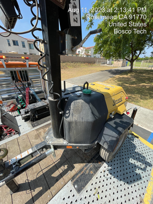 2021 Allmand NLV3GR (4) LED Light Fixture 350W, 23' Vertical Mast, 3kW Prime, Towable, Deep Sea L401, Leveling Jacks, Yanmar T4F 5.8hp