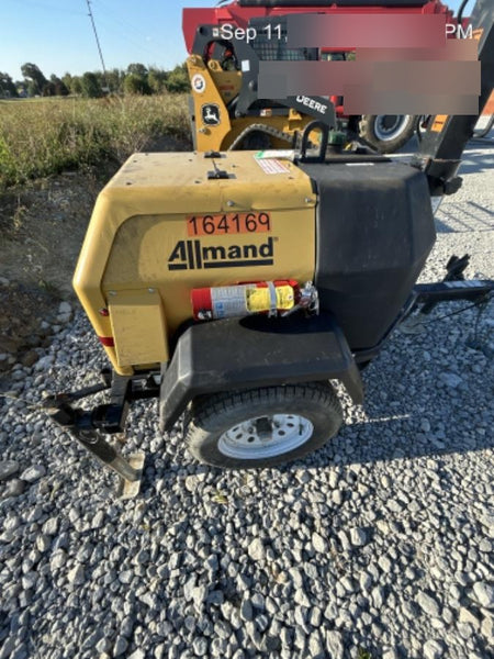 2021 Allmand NLV3GR (4) LED Light Fixture 350W, 23' Vertical Mast, 3kW Prime, Towable, Deep Sea L401, Leveling Jacks, Yanmar T4F 5.8hp